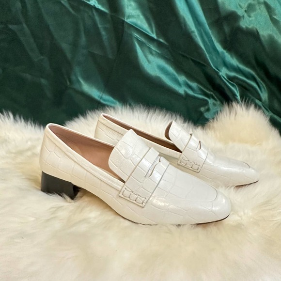 NEW AD & DAUGHTERS White Croc Print Penny Loafers. Size 9 - Picture 3 of 8